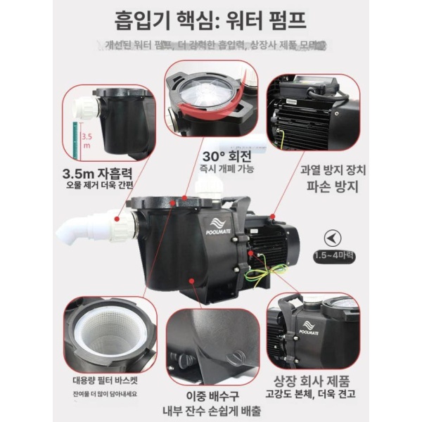 최강 수중 청소기 수영장 자동 흡입기 강력한 물 펌프 스테인 실내 관리 PLE 1.5마력 단일 1 3m 전선 포함 모든 패키지1200위안 업그레이드 종이 - 상세 이미지 5