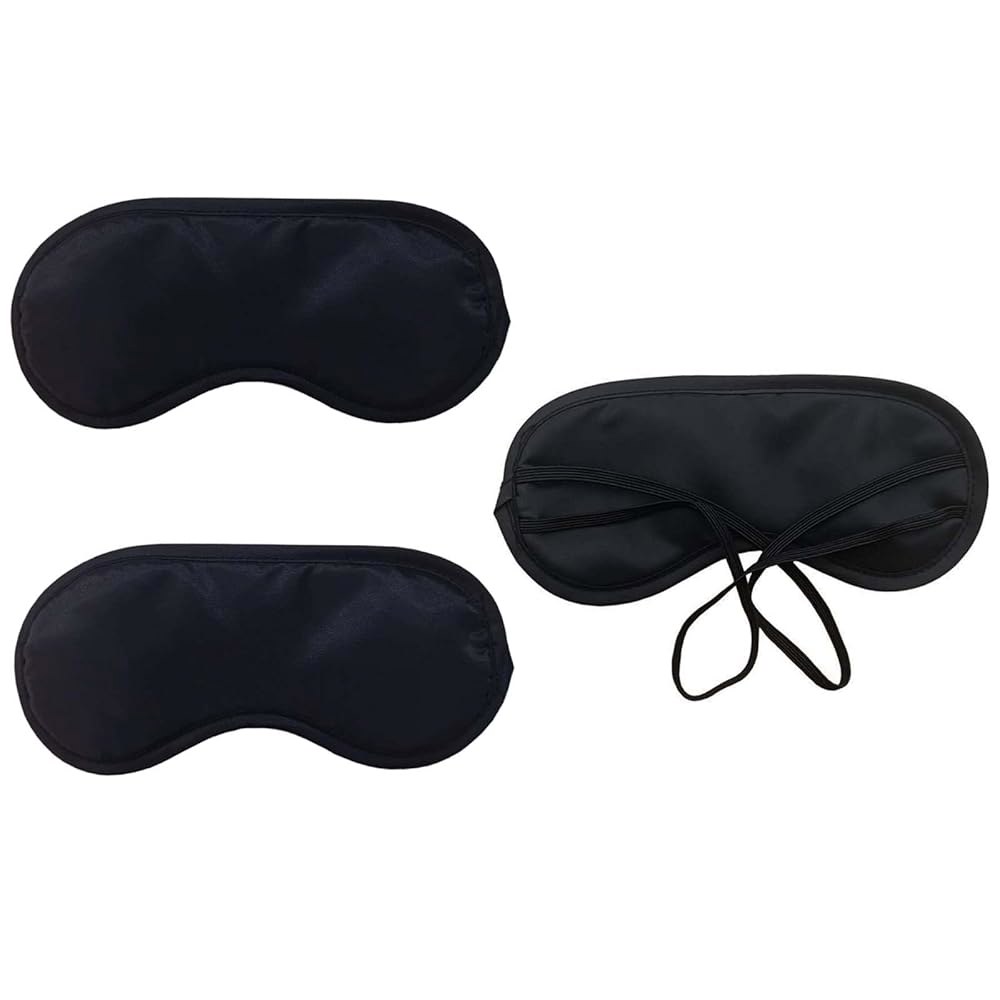 메드수오 3pcs 편안한 부드러운 수면 안대 그늘막 남녀용 가벼운 커버, 여행용 또는 파티 용품에 적합 (블랙) - 상품 이미지