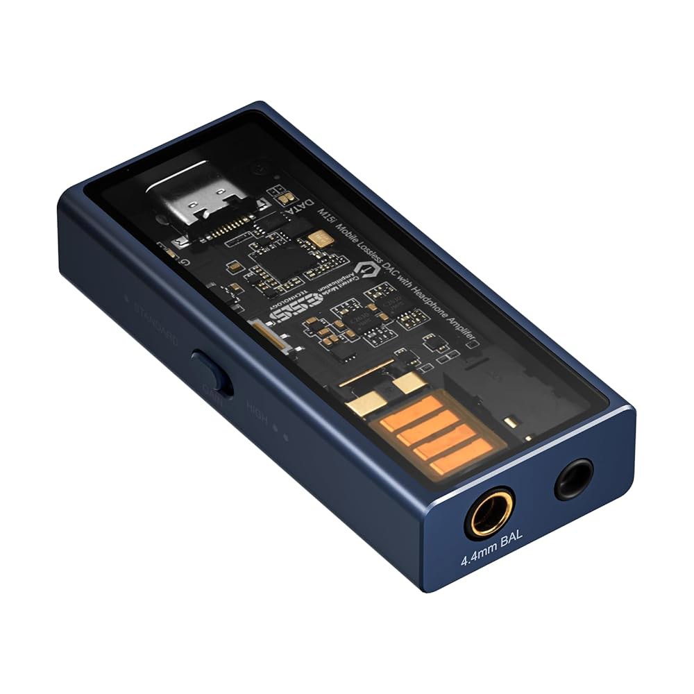 Questyle M15i Blues 블루 헤드폰 앰프 [MFi 인증] 재즈 / 블루스 커스텀 튜닝 휴대용 USB C DAC 4.4mm 3.5mm 출력 PCM 768kHz DSD51 - 상품 이미지