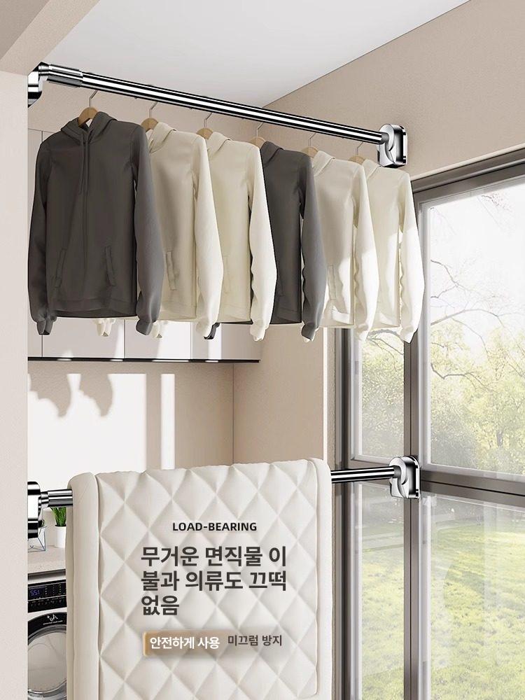 천장 무타공 건조대 중량 길이조절 옷걸이 건조봉 빨래 천정 커튼봉 실내 스테인리스 - 상세 이미지 5