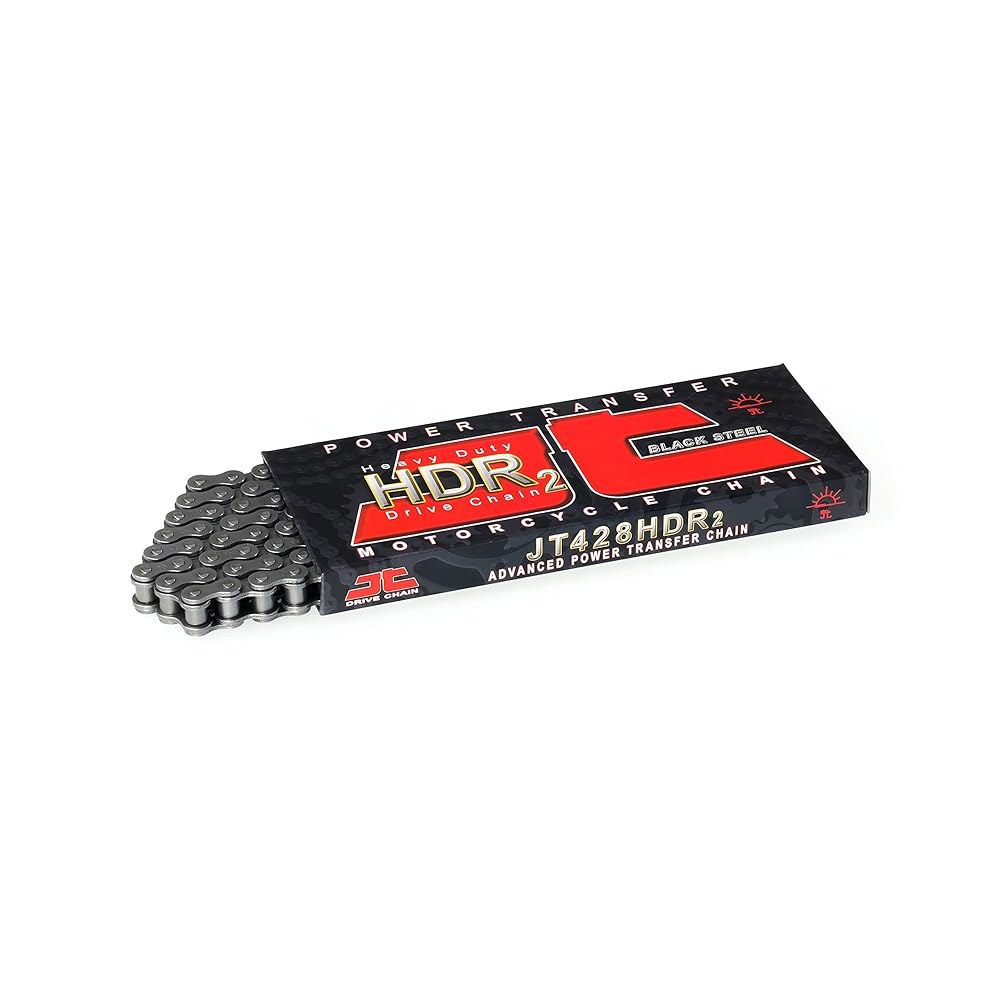 JT 체인 JTC420HDR120SL (420 시리즈) 블랙 스틸 120 링크 헤비 듀티 비오링 체인과 연결 76-Links Black Steel - 상품 이미지