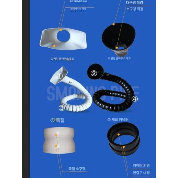 강력 집진기 후드 밸브 배기 호스 납땜 자바라 배관 자바라관 직경 110cm 길이 1m 말발굽 300 직경 50cm 길이 0.8m 실리콘 - 상세 이미지 3