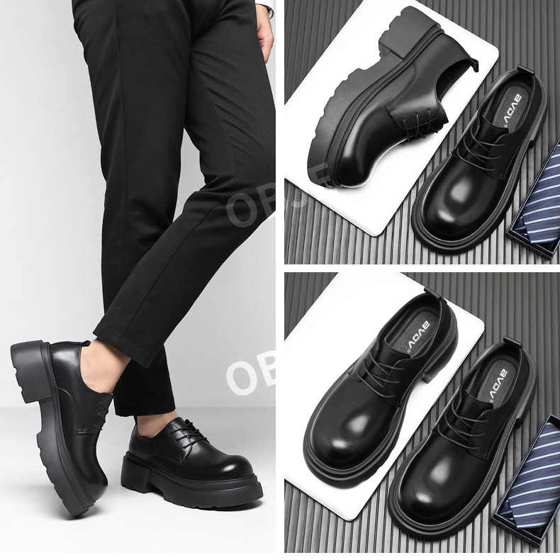 남성 키높이구두 소가죽 비즈니스화 웨딩슈즈 6cm 8cm 정장구두 - 상품 이미지