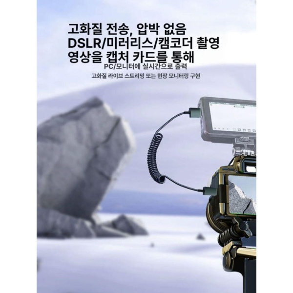 프리미엄 8K HDMI 스프링 케이블 유연한 고화질 미니 마이크로 2 1 연장 연결 카메라 직선 표준 직선 표준 - 상품 이미지