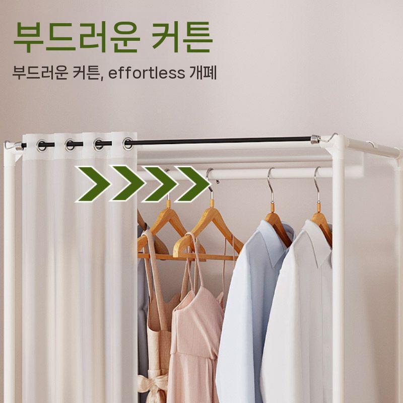 옷거리행거 좁은방행거 긴옷 롱코트 자취 폭좁은 스탠드 일자 이동식 수납 옷장 - 상세 이미지 3
