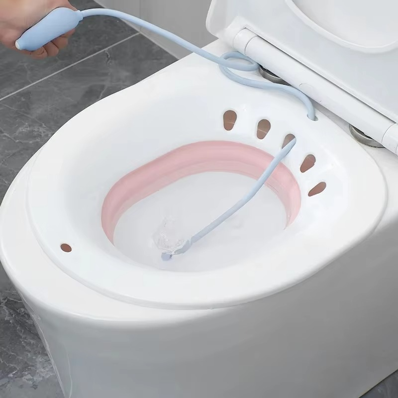 가정용 접이식 좌욕기 변기 좌욕 대야 치질 임산부 산모 수동 펌프 버블 이미지 6