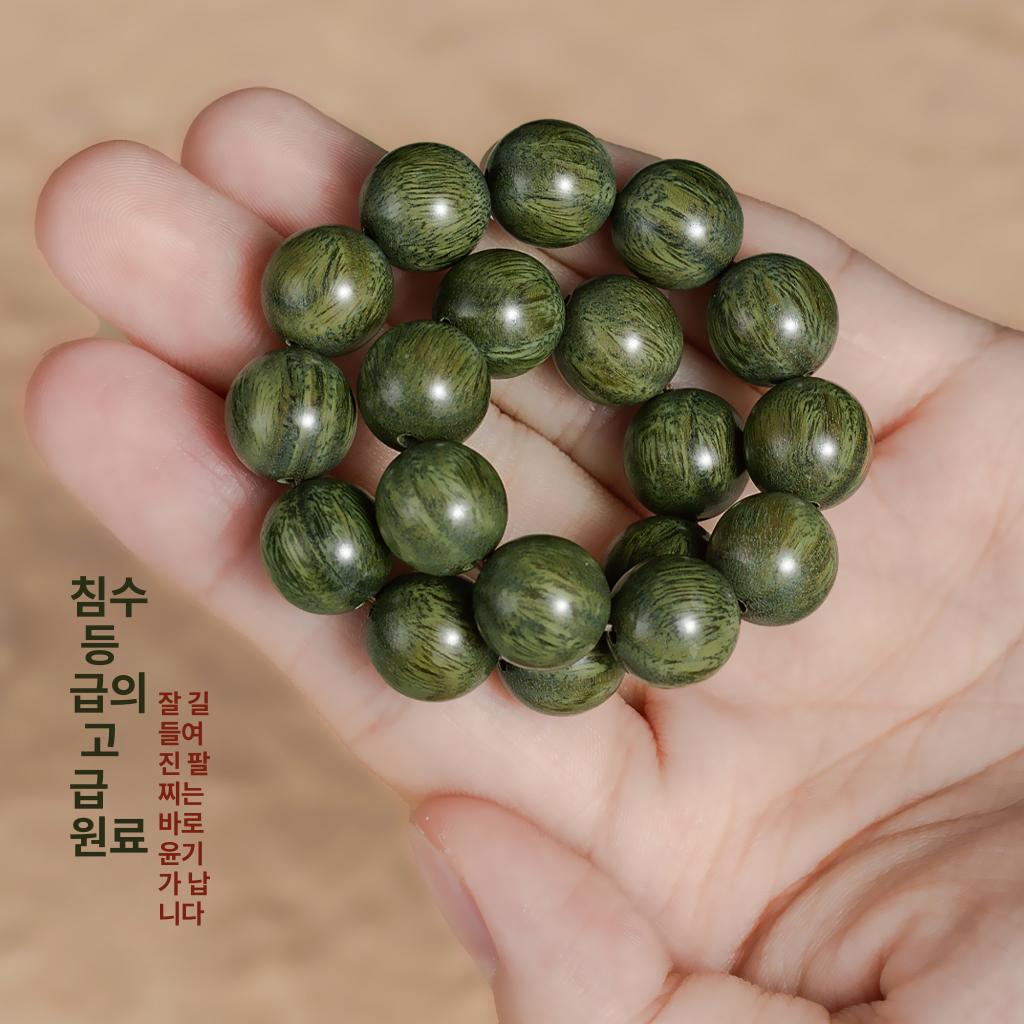 염주 팔찌 불교 천연원석 명상 부처님 남녀공용 손목 06mm 그린샌달우드 - 상세 이미지 4
