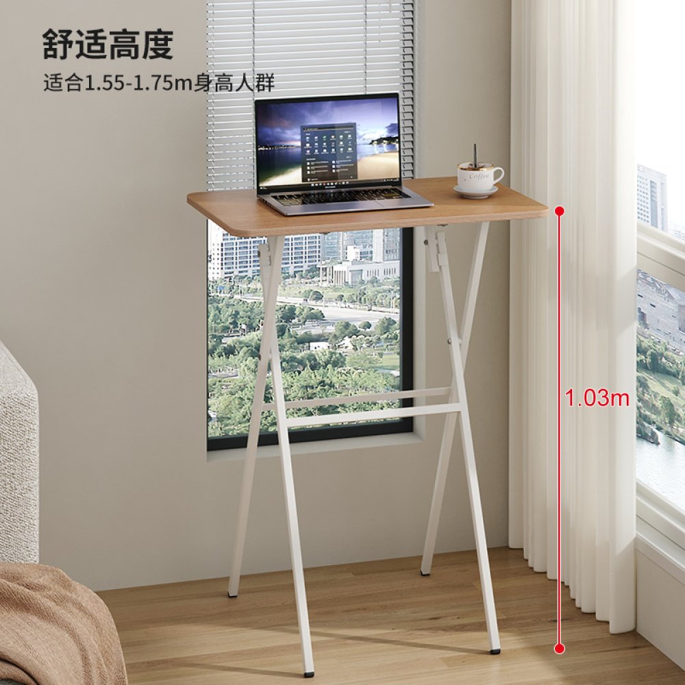 접이식 스탠딩테이블 하이 바책상 사무실 자취방 스탠드 높은 책상 탁자 카페 M높이 90CM [자작나무색/화이트 프레임] - 상세 이미지 4