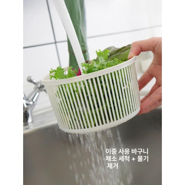 프리미엄 자동탈수기 스텐탈수기 일본수입 손잡이탈수기 야채탈수기 과일탈수기 채소 탈수기 2.5리터-S 채소 탈수기 2.5리터-S - 상세 이미지 3