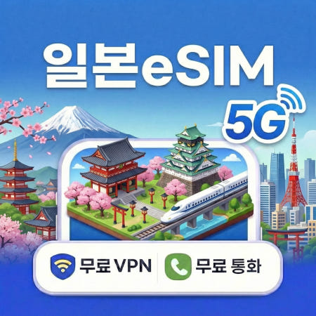 일본 도쿄 오사카 eSIM e심 5G 도코모 소프트뱅크 무제한 데이터 전화,VPN 무료 벚