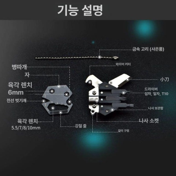 다용도 육각형 칼 캠핑 3.0 버전 유틸리티 접이식 미니 단품일반 체인 3.0 버전-단품일반 체인 - 상세 이미지 4