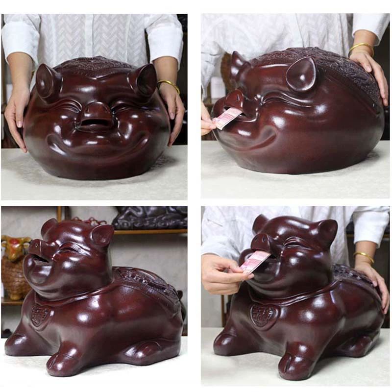 나무 대형 복돼지 1 금고 엽전돼지 몸통형 30cm 연간부 - 상품 이미지