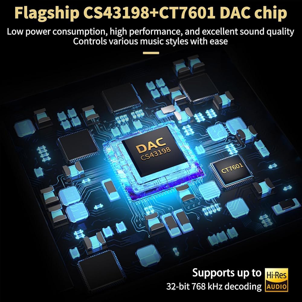 Daakro 헤드폰 앰프 - USB C에서 3.5mm HiFi 오디오 어댑터 32bit /768KHz, 플러그 앤 플레이 고해상도 앰프, 휴대용 DAC 및 Android / iOS - 상세 이미지 3