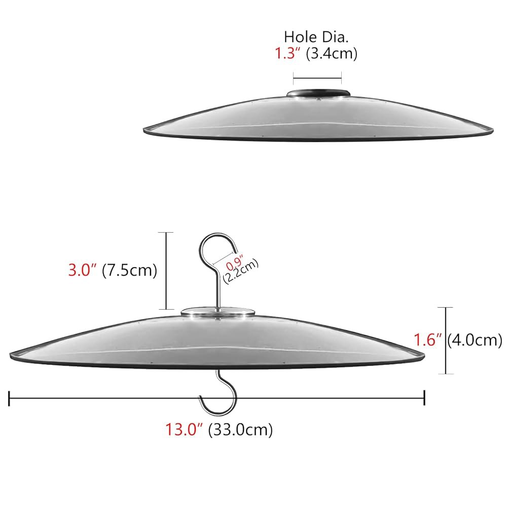 야외 조류 피더용 33cm(13인치) 유리 대형 후크 레드 양치기 - 33cm) 돔 또는 배플 가드 웨더 걸이 S 레인 보호 (직경 기둥 Mandala Daisy 1PC/Pack - 상세 이미지 2