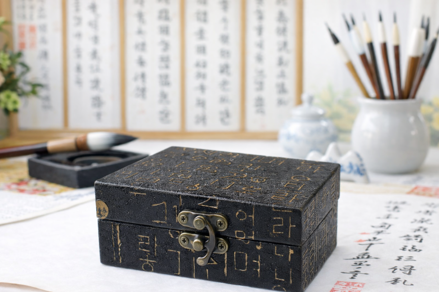 [악세사리] 최고급 전통경첩함 소- 수제도장 및 낙관 보관용 - 상품 이미지