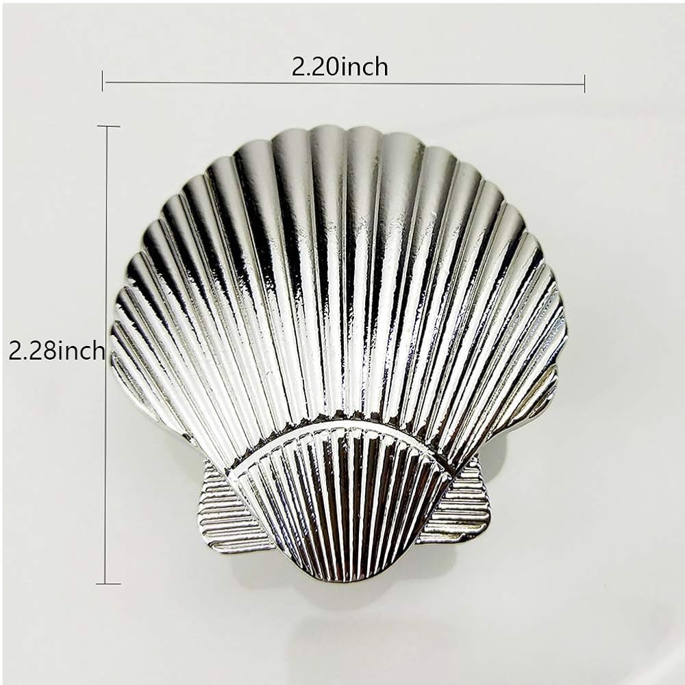 brandname RRRuo 캐비닛 조개껍질 서랍 찬장 아연 핸들 주방 옷장 합금 장식용 4피스 도어 손잡이 Turtles-Silver - 상세 이미지 3