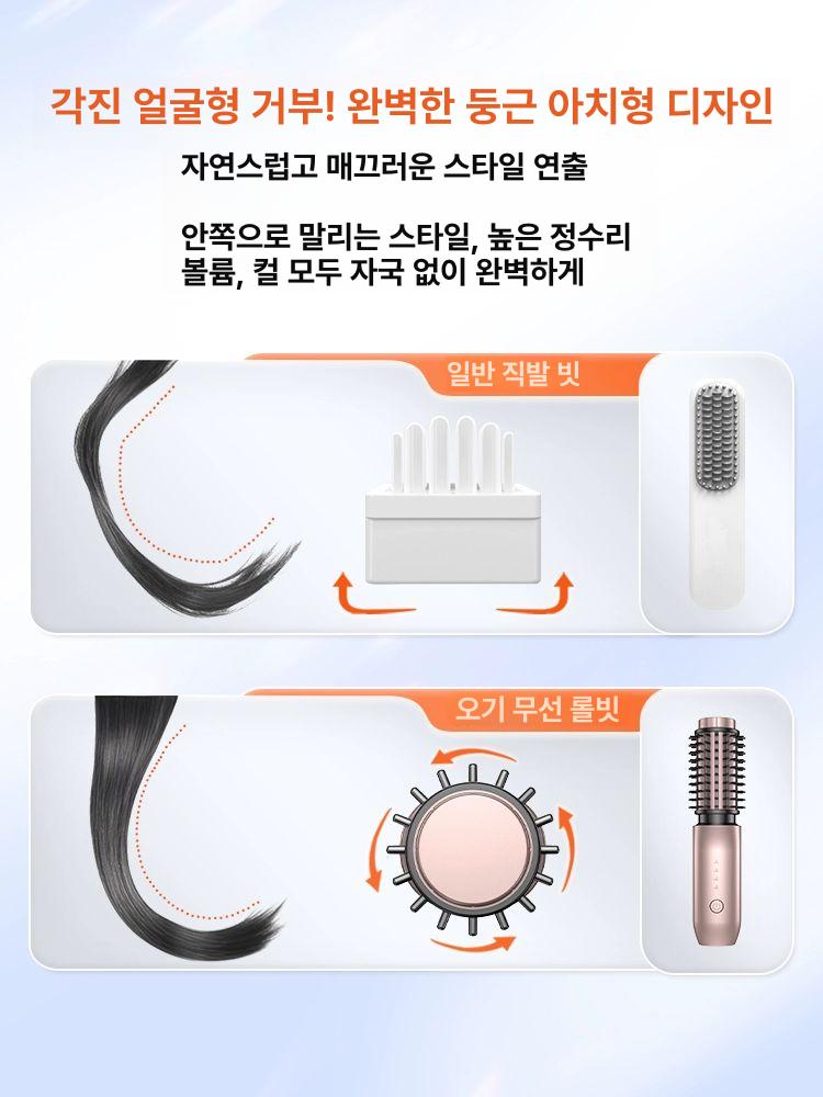 음이온 무선 헤어 스트레이트너 휴대용 볼륨 매직 웨이브 다기능 고데기 세라믹화이트 43mm - 상세 이미지 4