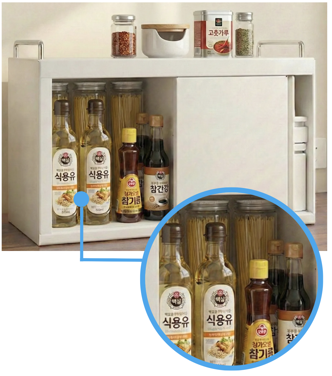 키큰용기수납 영양제보관함 철제 다용도 슬라이딩 주방 수납함 화장품 약통 보관함 60L, 화이트, 1개 - 상품 이미지