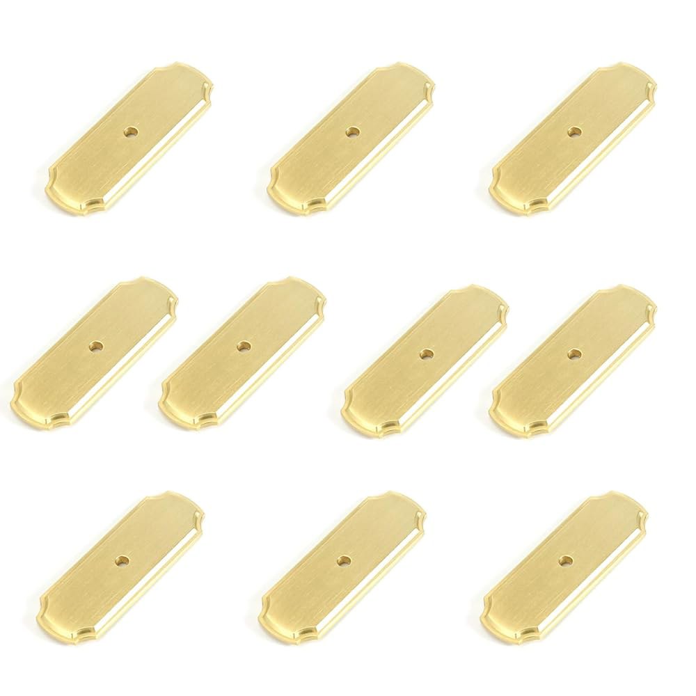 Joyindecor 캐비닛 하드웨어 손잡이 백 길이 풀 7.1cm(2.8인치) 드레서 플레이트 (골드) 및 핸들용 2.5cm(1인치) 너비 아연 합금 서랍 백플레이트 10팩, - 상품 이미지