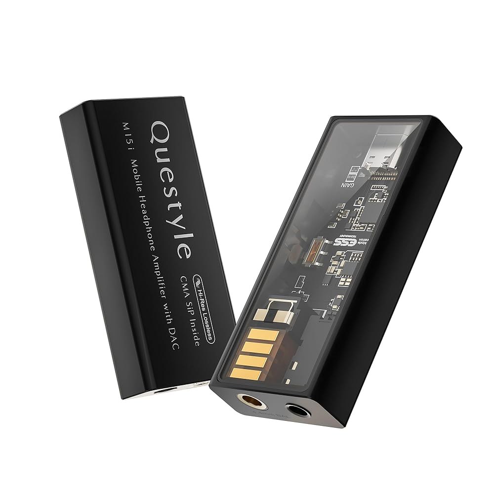 Questyle M15i 헤드폰 앰프 [MFi 인증] 4.4mm / 3.5mm 듀얼 출력을 갖춘 휴대용 USB C DAC 앰프, 스마트폰 PC 노트북용 PCM 768kHz DSD5 - 상품 이미지