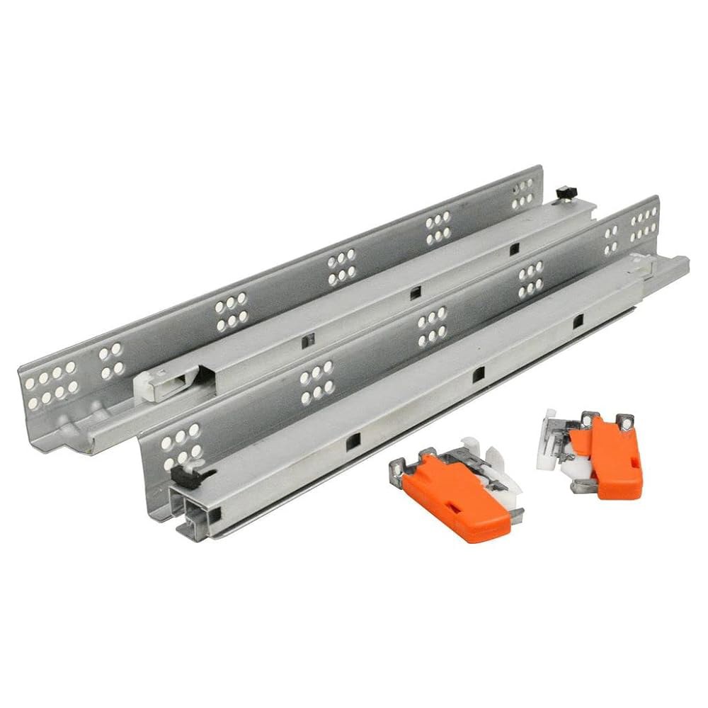Laurey 10818-45.7cm(18인치) 풀 익스텐션 언더마운트 서랍 34kg(75파운드) 탠덤 슬라이드 쌍, 미디엄 - 스틸, 클로징 소프트 그레이 - 상품 이미지