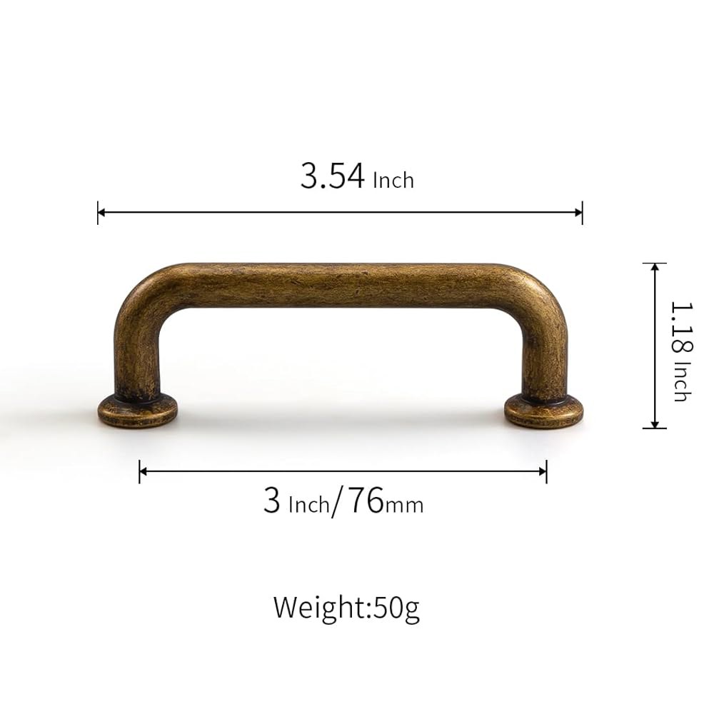 앤티크 황동 주방 캐비닛 손잡이 옷장 핸들 구멍 드레서 가구 중앙 76mm(3인치) 빈티지 서랍 하드웨어 솔리드 찬장 브론즈 화장대 오래된 - 상세 이미지 2