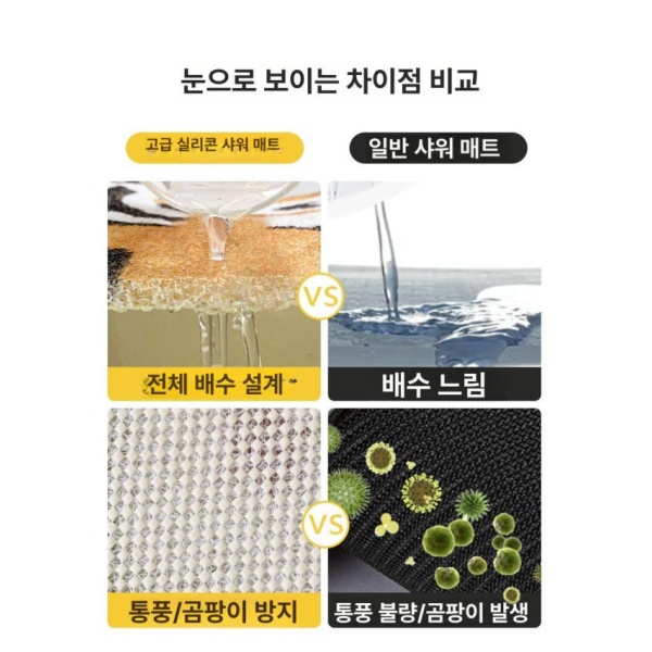 프리미엄 욕실 방수 미끄럼 방지 매트 화장실매트 욕실미끄럼 미끄럼패드 칠리향-선형꽃 칠리향-선형꽃 40x70cm - 상세 이미지 5