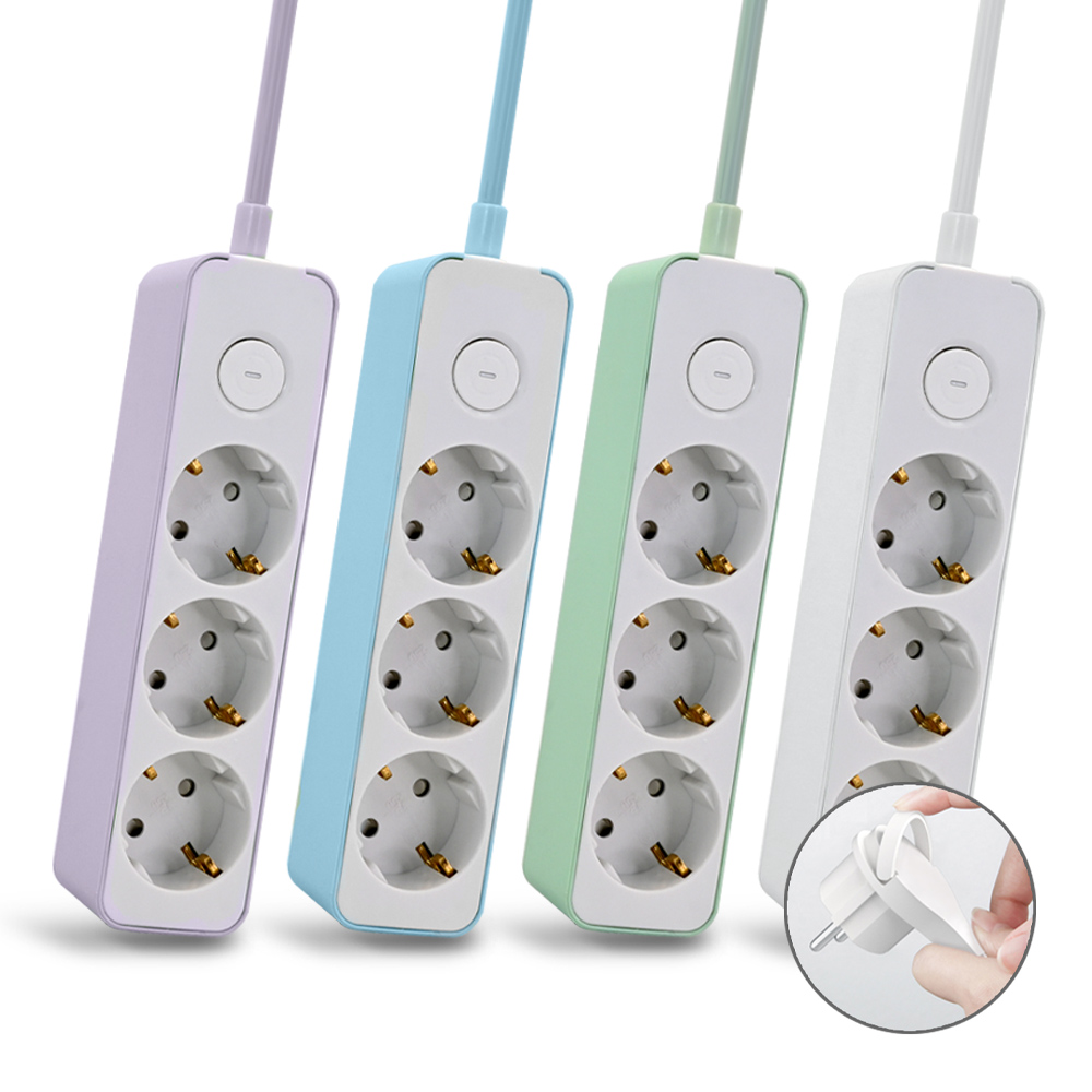 [5년보증] 러그박스 납작플러그 틈새 멀티탭 3구 고용량 가구 밀착 슬림 콘센트 3m, 퍼플, 1개 이미지 2