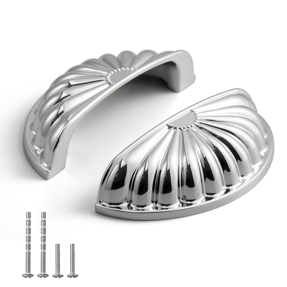 6 Pack Sunflower Polished Chrome Moon Handles Inch Hole Cabinet Kitchen Center Dresser Pulls Hardwar - 상품 이미지