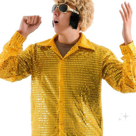 성인 남성 골드 글 셔츠 반짝이 무대 공연 댄스 장기자랑 이벤트 나이트 클럽