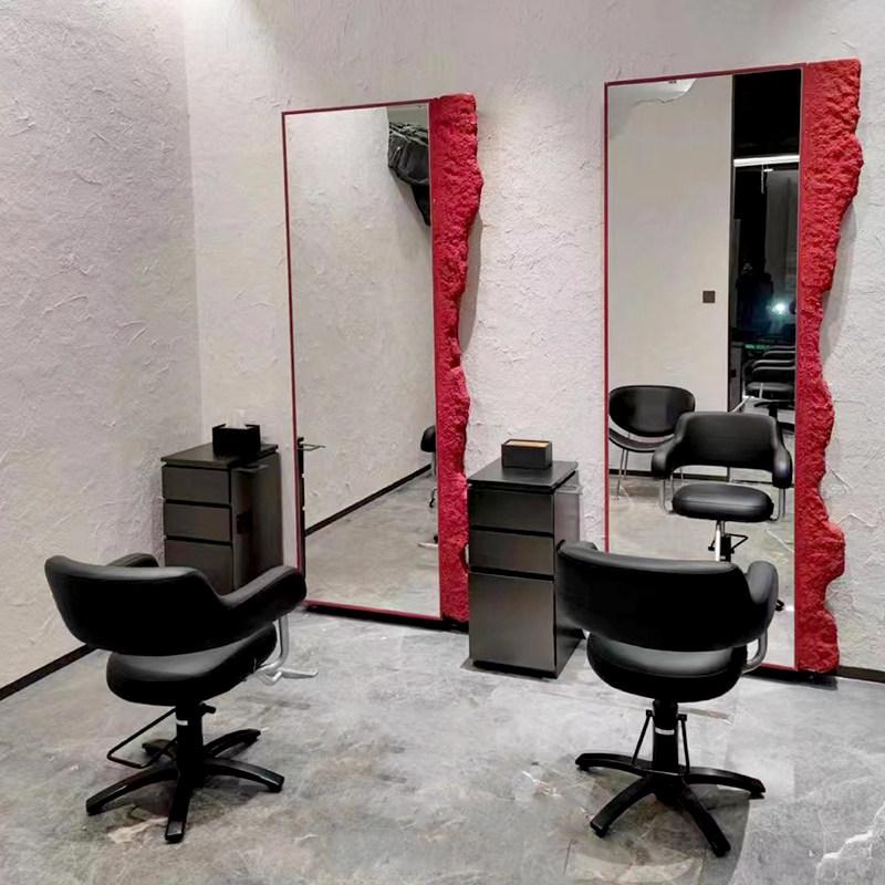 미용실 양면경대 스탠딩 이발소 사각형 미러 정원형 양면 블랙 공식 표준 구성 - 상세 이미지 2