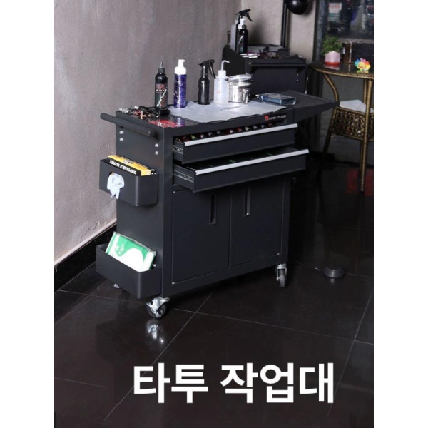 프리미엄 타투 작업대 테이블 암레스트 피부샵 3층 사이드 걸이 TZ10 TZ8 단추 블랙 - 상세 이미지 2