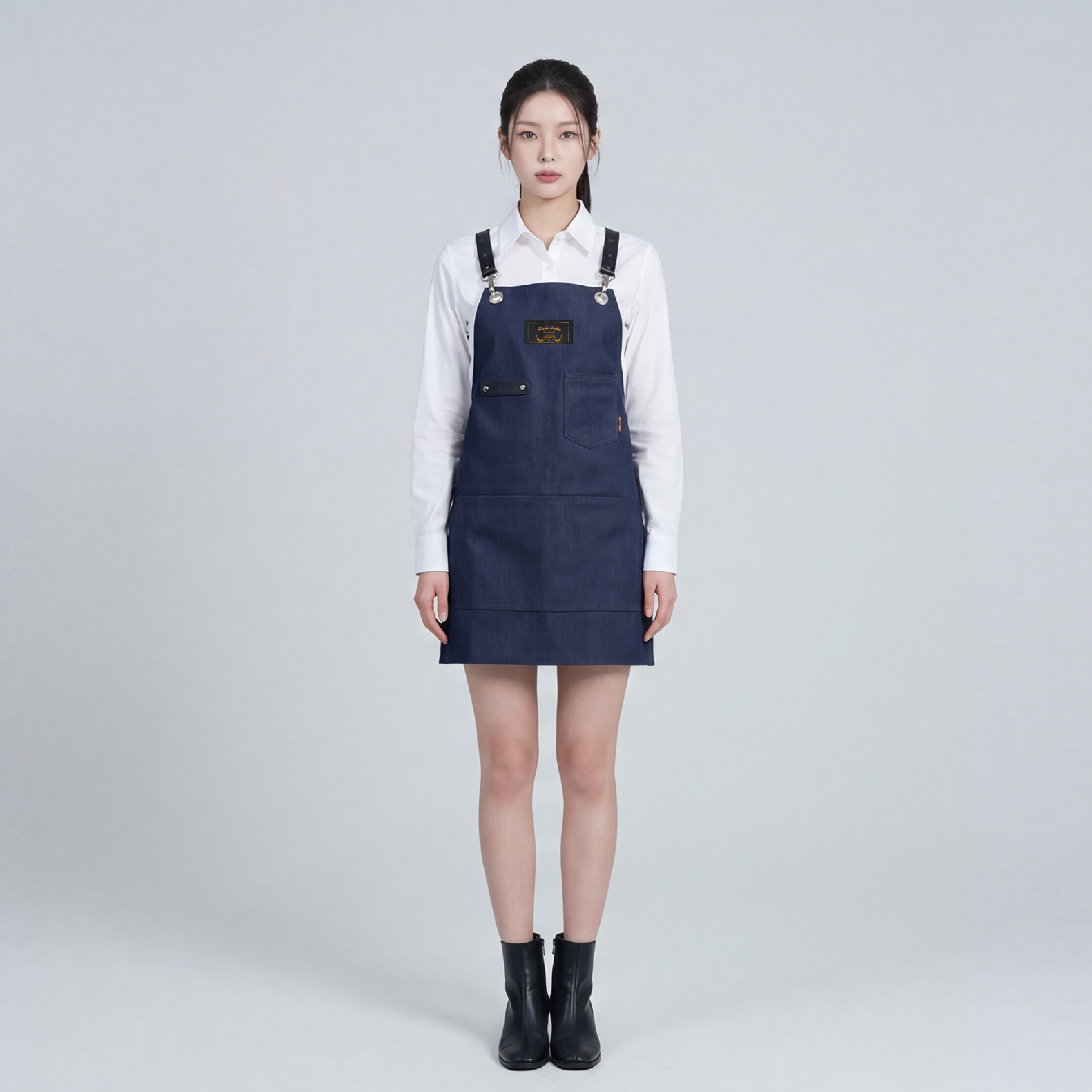 로져 진청 칸데오레더 가죽 스트랩 청 앞치마