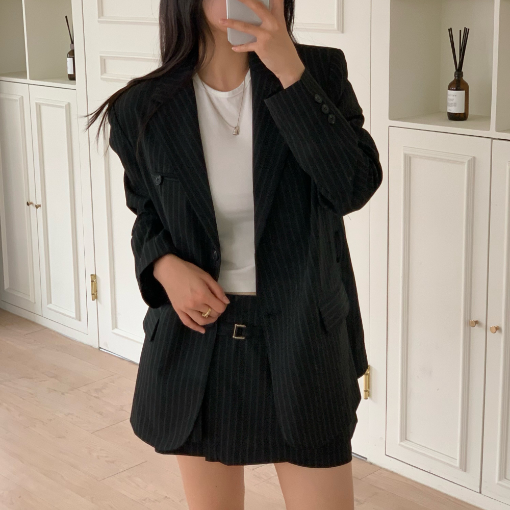 결혼식하객룩 투피스셋업 세미정장 봄자켓 자켓코디 투피스세트 셋업 - 상세 이미지 3