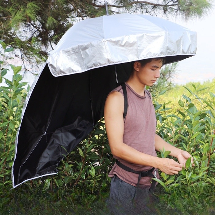 배낭우산 접이식 밭일 농사 낚시 야외작업 핸즈프리 어깨끈 휴대용 넓은 차광막 자외선 - 상품 이미지