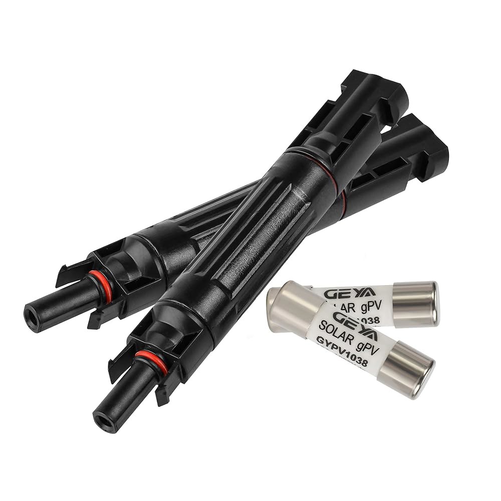IGOYE 10A 1000V 태양열 퓨즈 암 PV (2팩) 스트링 수 패널 커넥터 IP67 인라인 홀더 및 2피스 패널용 10A Pack of 2 - 상품 이미지