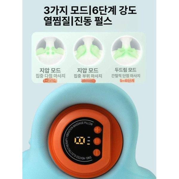 프리미엄 목 지지형 무선 충전식 진동 편안한 마사지 베개 열 마사지기 원격 원격 - 상세 이미지 3