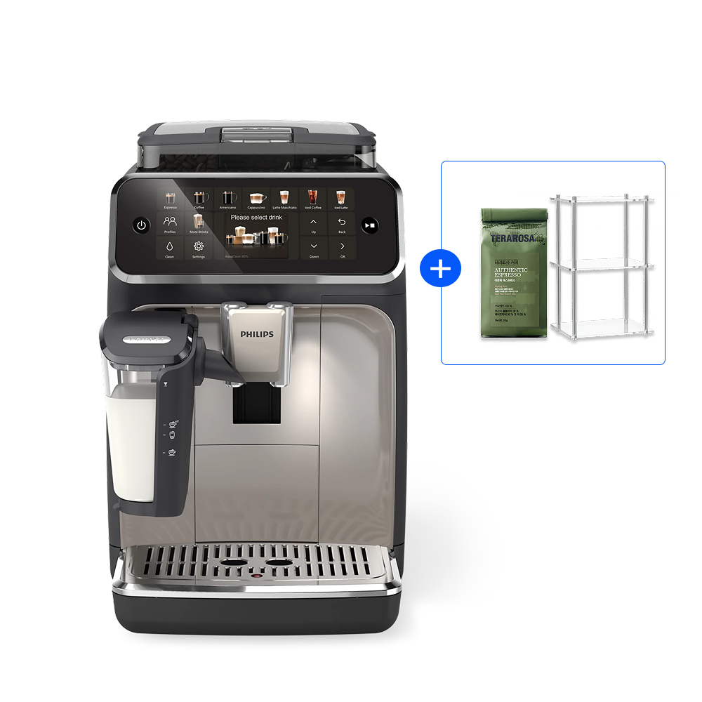 필립스 라떼고 5000시리즈 전자동 에스프레소 커피머신 EP5547/93 + 테라로사 원두 + 아크릴 컵 선반 [4월13일 예약배송]