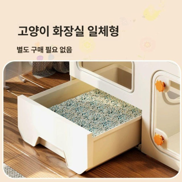 프리미엄 일체형 화장실 겸용 고양이집 공간 편안한 고양이화장실 삼층 사막화방지화장실 71x46x110cm 슬라이딩 이층 71x46x71cm 기본형 - 상세 이미지 2
