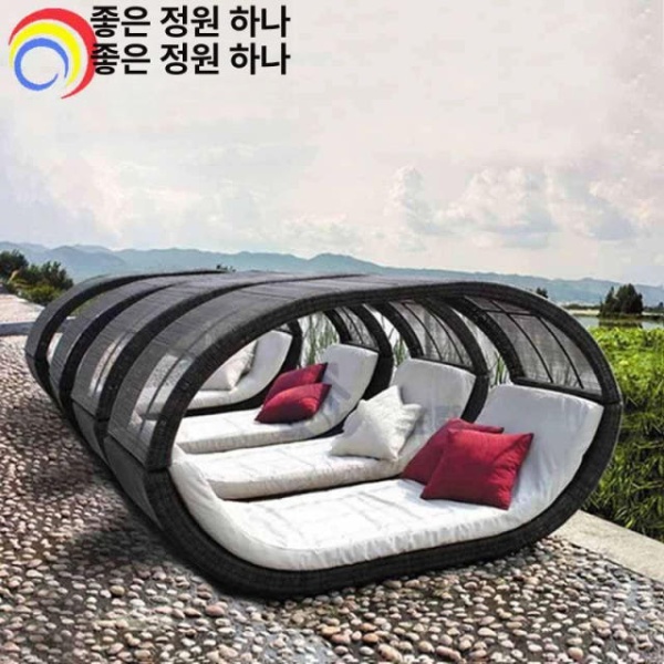 프리미엄 야외침대 썬베드 원형침대 야외소파 리클라이너 해먹 1.6m 침대 1 - 상세 이미지 2