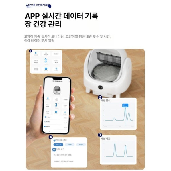 프리미엄 자동 청소 스마트 고양이 화장실 오픈형 오픈형 스마트 고양이 화장실 - 상세 이미지 4