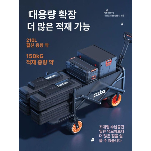 프리미엄 자동 전동 웨건 리모컨 수레 피크닉 카트 오픈형 6 전동 요 블랙 지속판 - 상품 이미지