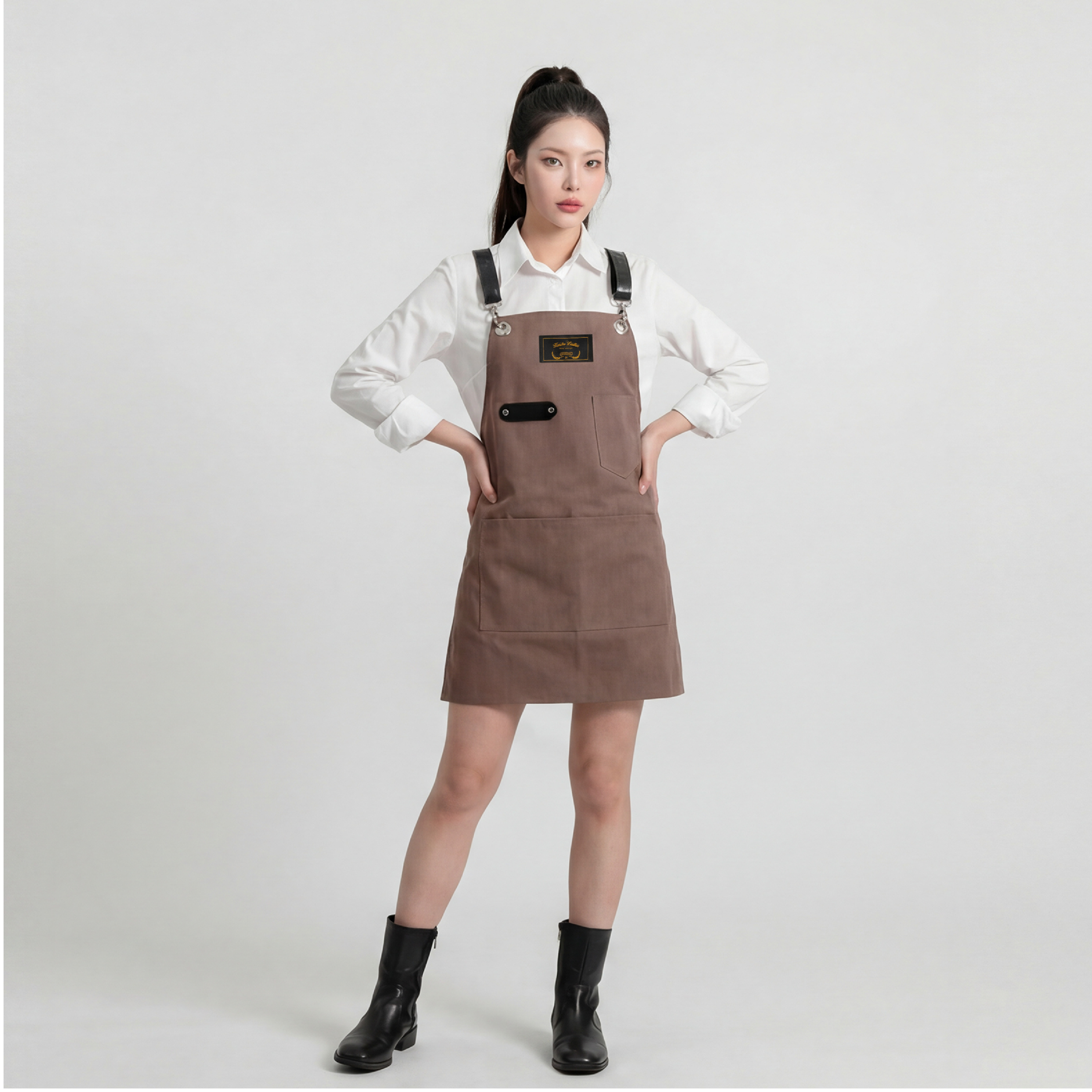 로져 코코 칸데오레더 공방 미용실 카페 미용사 바리스타 앞치마 가죽 앞치마