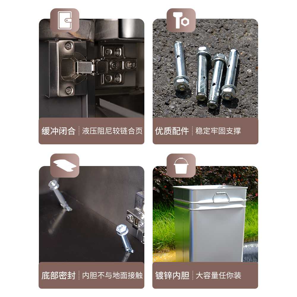 쓰레기통 야외 사각 호텔 스테인리스 용 분류 공원 휴지통 소형 이미지 6