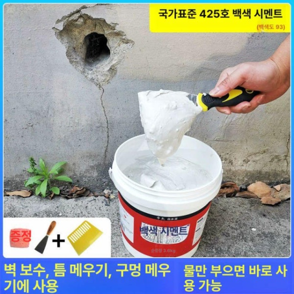 강력 보수 백시멘트 틈새 수리용 벽면 시멘트 메우기 3.6kg 백시멘트 600g - 상품 이미지