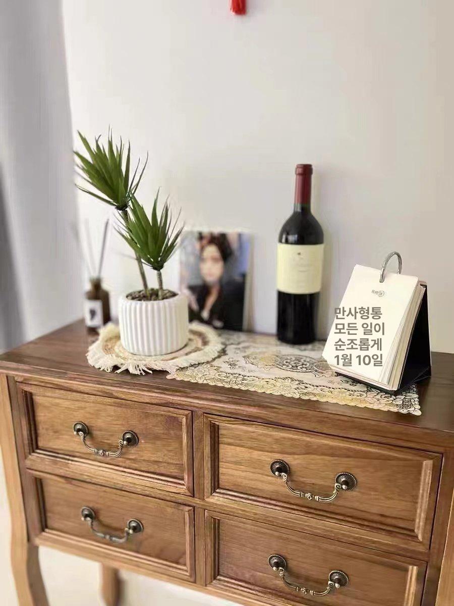현관콘솔 서랍장 장식장 복고풍 거실 화장실 콘솔장 엔틱 라이트월넛 120길이 프레임 구조 완제품 조립 - 상세 이미지 3