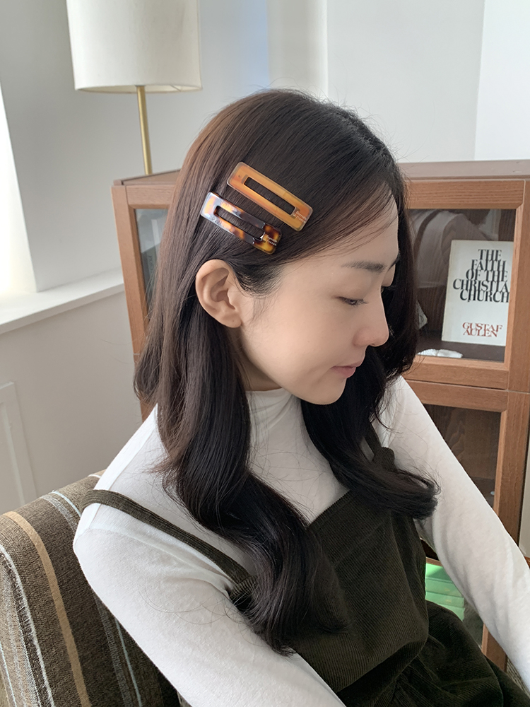 Barrette La France, 네모네 똑딱핀 - 사각형 컬러 프랑스 옆머리 포인트핀 - 상세 이미지 5