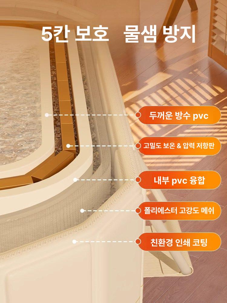 접이식 반신 욕조 목욕탕 간이 1인 사우나 이동 욕실 1.2m 플로잉골드 5칸직물패널 입문 선물 - 상세 이미지 3
