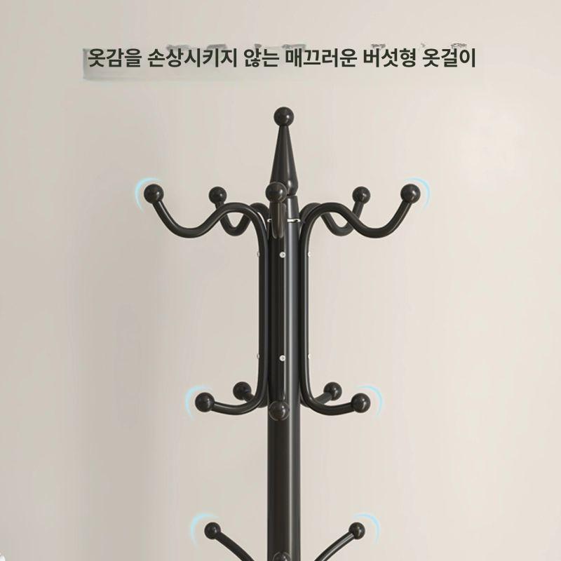 스탠드옷걸이 정리 간단한 모든 바닥에서 대형 흰색 하얀 유광블랙 12후크 30cm 대리석 - 상세 이미지 5