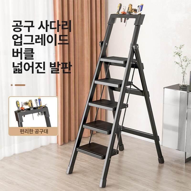 다용도 A형사다리 접이식 다락방 화이트 삼단계단 공구대 포함 블랙 3단 사다리 기타 - 상세 이미지 3